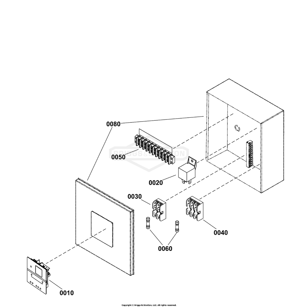 Control Panel Group Diagram and Parts List for 080018-02  Briggs and Stratton Generator
